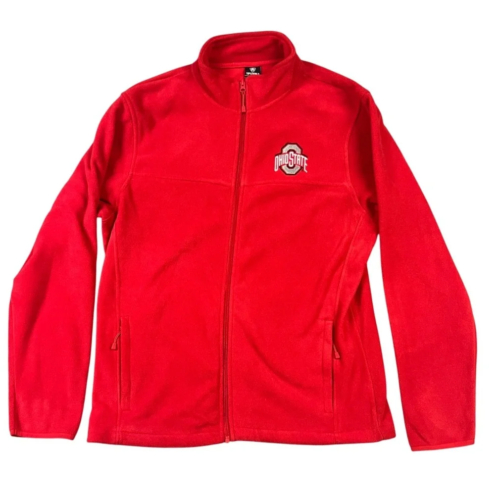 Top‎ of the World Fleece Jacket Mens L Red New Ohio State Buckeyes Full Zip Logo